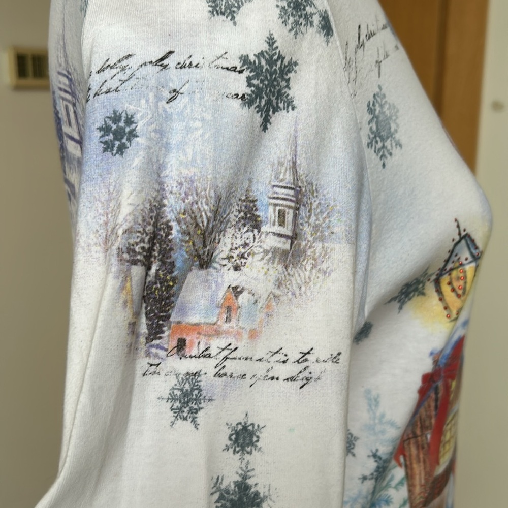 Studio Gem Embellished Christmas Wishes 3/4 Sleeve Top‎ Snowflakes Snowman L/XL - Picture 7 of 16